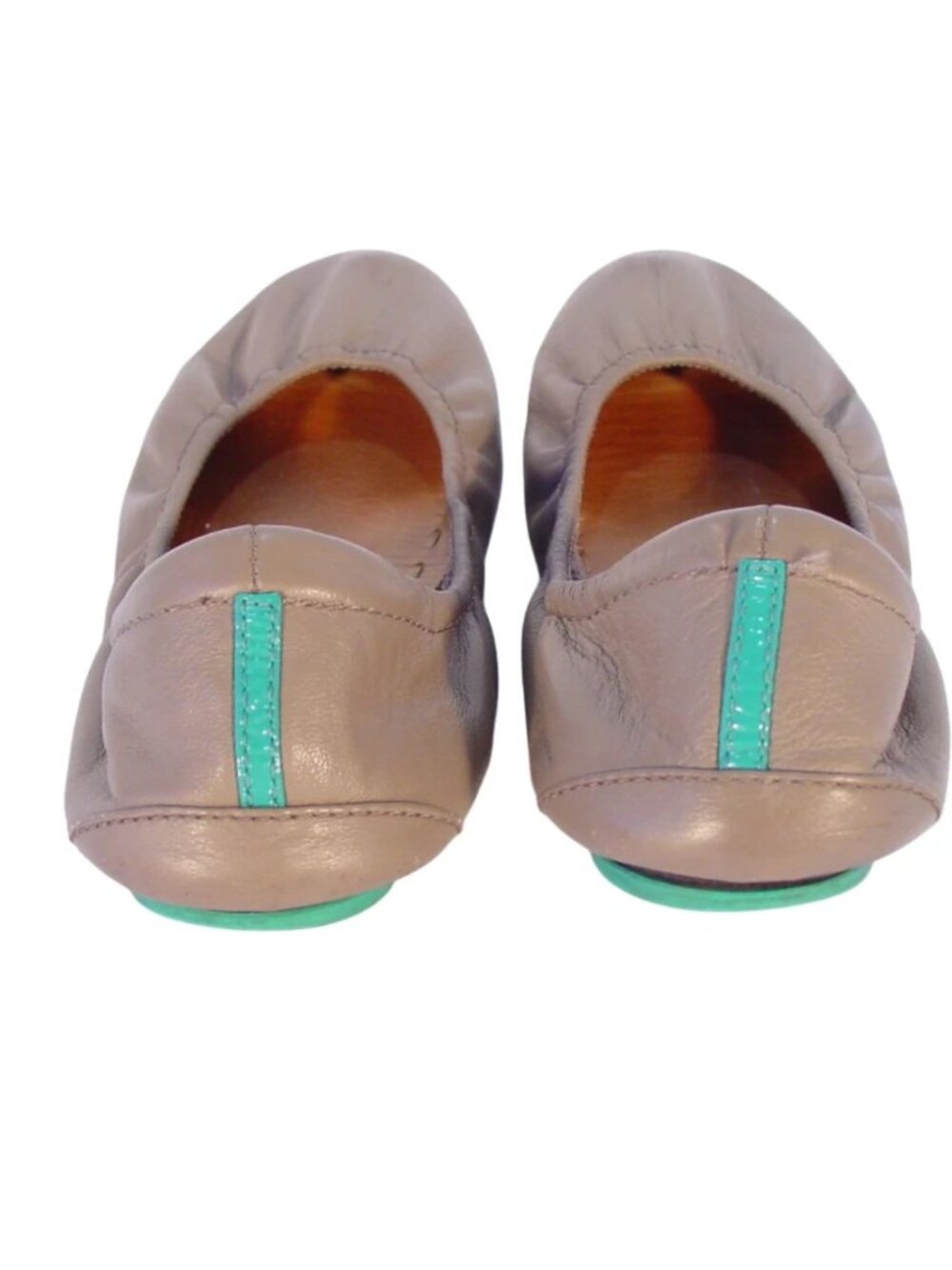 TIEKS $210 Taupe Leather Ballerina Ballet Flats Foldable Shoes 7 - Picture 5 of 6